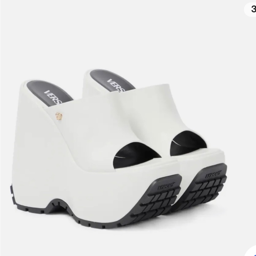 White Versace Wedge Heels Sz 37.5 brand new